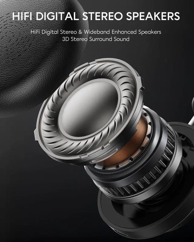 Alt view image 3 of 5 - Wireless Headset with Mic for Work, Bluetooth 5.3, Advanced Noise reduction Microphone, & HD Microphone & HiFi Stereo & Ultra Lightweight Comfortable Bluetooth Headphones for PC, Laptop, iPhone,Zoom
