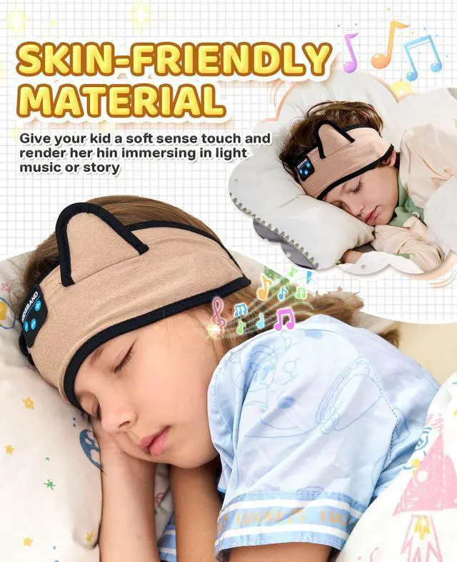 Alt view image 2 of 5 - KIDSBAND Kids Headphones, Over On The Ear Toddler/Baby Headband Headphones - Volume Limited with Thin Speakers & Soft Headband No Pressure On Ears, for Learning/Plane/Travel/Tablet/Computer/Sleep
