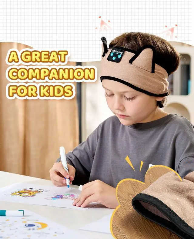 Alt view image 4 of 5 - KIDSBAND Kids Headphones, Over On The Ear Toddler/Baby Headband Headphones - Volume Limited with Thin Speakers & Soft Headband No Pressure On Ears, for Learning/Plane/Travel/Tablet/Computer/Sleep