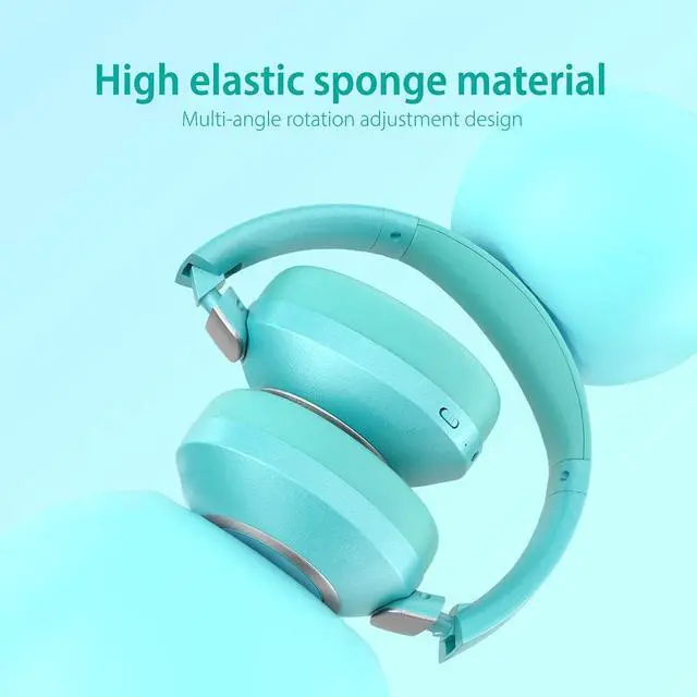 Alt view image 2 of 5 - EAORUL Active Noise Cancelling Headphones, 100H Playtime Bluetooth Headphones Wireless Bluetooth with Mic, Over Ear Wireless Headset with Deep Bass,Fast Charging for Travel (Light Green)