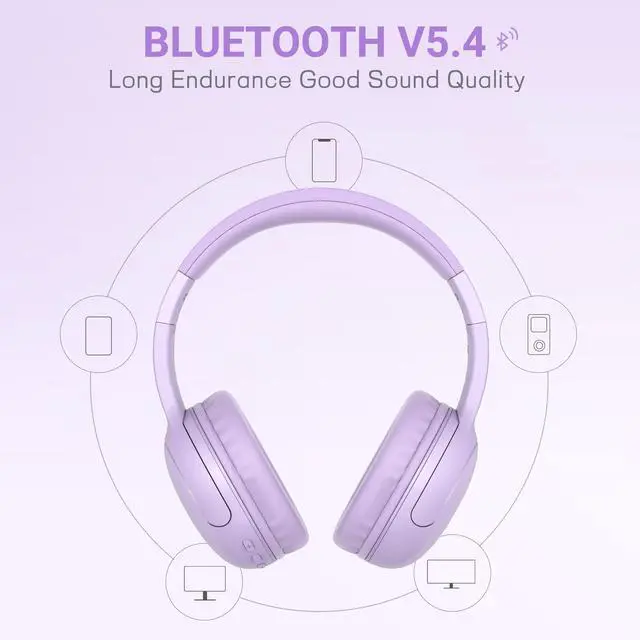 Alt view image 3 of 5 - LORELEI B-E5 Kids Bluetooth Headphones, Wireless Headphones for Kids, Foldable 40H Playtime, Built-in mic, On Ear Headsets for Child/Teens/School/Tablet(Space Purple)
