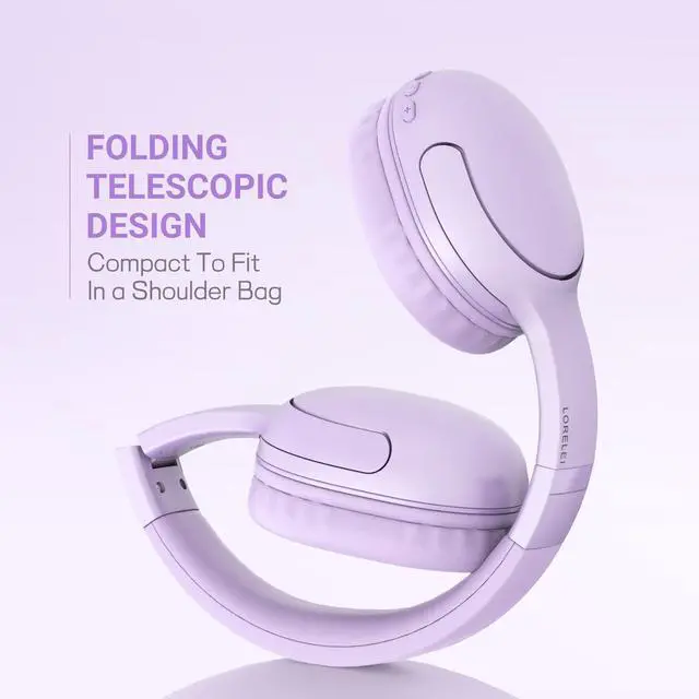 Alt view image 4 of 5 - LORELEI B-E5 Kids Bluetooth Headphones, Wireless Headphones for Kids, Foldable 40H Playtime, Built-in mic, On Ear Headsets for Child/Teens/School/Tablet(Space Purple)