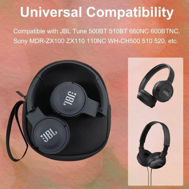 Alt view image 3 of 5 - On-Ear Headphones Headset Storage Bag, Lightweight Headphone Case Soft Neoprene Cover Travel Carrying Pouch for Foldable JBL Tune 500BT 510BT 660NC 600BTNC Sony MDR-ZX100 ZX110 110NC WH-CH500 510 520