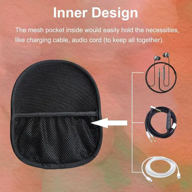 Alt view image 5 of 5 - On-Ear Headphones Headset Storage Bag, Lightweight Headphone Case Soft Neoprene Cover Travel Carrying Pouch for Foldable JBL Tune 500BT 510BT 660NC 600BTNC Sony MDR-ZX100 ZX110 110NC WH-CH500 510 520