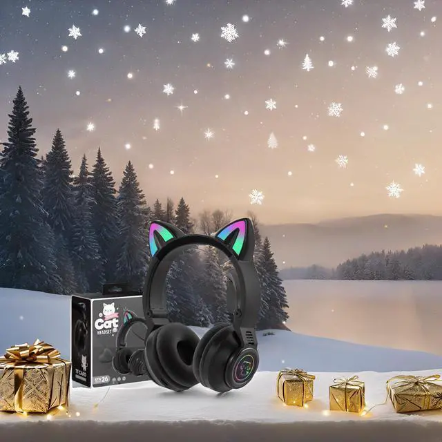 Alt view image 2 of 5 - YUSONIC Cat Ear Bluetooth Headphones,Toddlers Kids Wireless Headphones for Boys Girls  Fire Tablet/Laptop/Pad/School (Black)