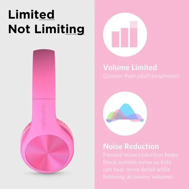 Alt view image 4 of 5 - LilGadgets Connect+Wired Kids Headphones for School with Microphone, Volume Limiting & Noise Reduction Over-Ear Headset with Cord, SharePort Technology & SoftTouch Padding, Pink - Kid Headphones