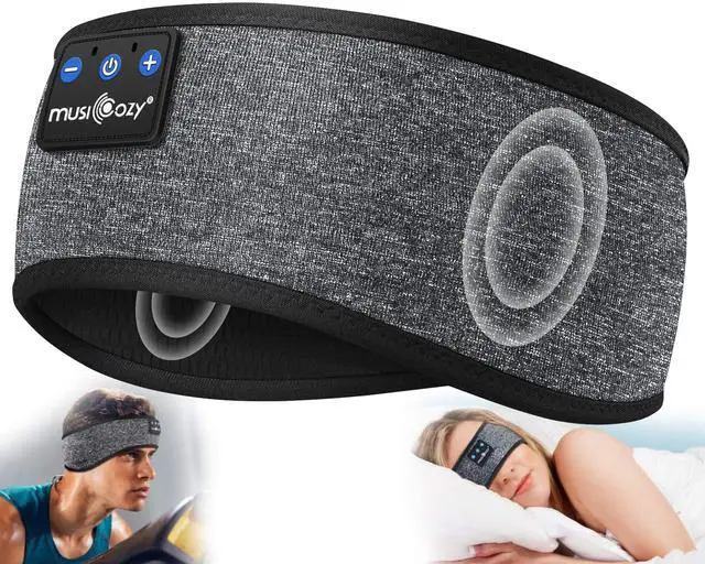 Main image of MUSICOZY Bluetooth 5.4 Sleep Headphones Sports Headband Headphones, Wireless Earphones Music Sleep Earbuds for Side Sleepers Sleeping Eye Mask for Women Men Workout Running Cool Unique Gifts