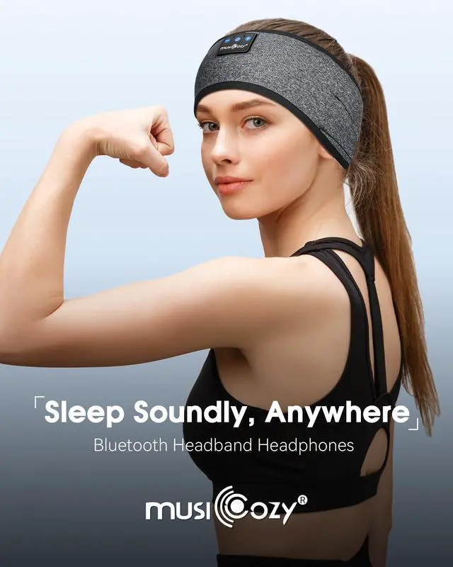 Alt view image 3 of 5 - MUSICOZY Bluetooth 5.4 Sleep Headphones Sports Headband Headphones, Wireless Earphones Music Sleep Earbuds for Side Sleepers Sleeping Eye Mask for Women Men Workout Running Cool Unique Gifts