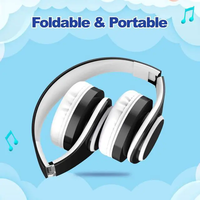 Alt view image 5 of 5 - Kids Bluetooth Headphones 85db/110db Volume Limit Wireless/Wired Aux Port Foldable Noise Protection Over-Ear Build-in Mic Headphones for Kids Adults Travel School Phone Pad Tablet PC Black