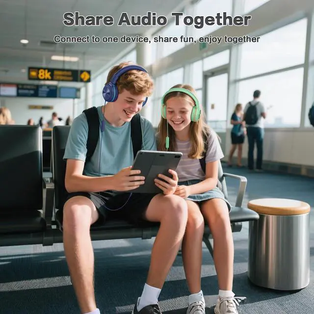 Alt view image 4 of 5 - SIMOLIO Kids Wired Headphones with Microphone and 3-Level Volume Control, Stereo Corded Headphone Girls, Boys, On-Ear 3.5mm PC Headset Teens for Cellphones Tablets Chromebook Laptop Computer (Green)
