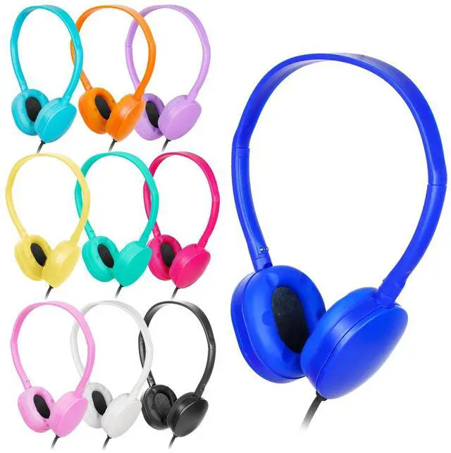 Main image of ZNXZXP 10 Pack Kids Headphones Bulk for Classroom School Wholesale Wired Headphones for Kids Student Boys Girls 3.5mm Jack for Chromebook Computer (10 Colors)