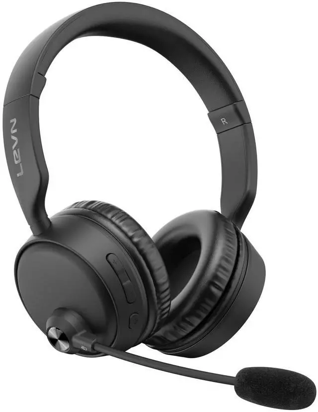 Main image of LEVN Bluetooth Headset, Bluetooth Headphones with Microphone (AI Noise Cancelling), 60 Hrs Working Time Dual Connection Wireless Headset with Mic & Mute Button for Work/Laptop/Phone/Call Center/PC