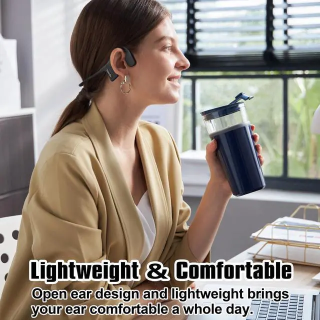 Alt view image 5 of 5 - YouthWhisper Upgraded Bone Conduction Headphones Bluetooth 5.3 Headset - IP68 Waterproof Wireless Headphone, 32G MP3 Memory, 12Hrs Sport Earphones for Swimming, AI Noise Cancel, Open-Ear Comfort