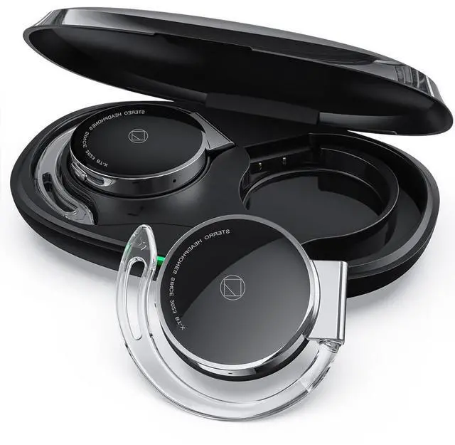 Main image of Open-Ear Headphones Bluetooth V5.3, On Ear Headphones Wireless with Earhooks, Ear Clip On Earphones, Sports Headset Bluetooth with 4 Microphones, Noise Cancelling/Long Battery Life