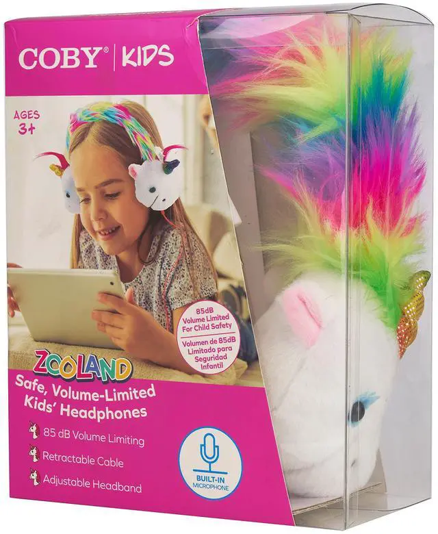Alt view image 2 of 5 - Coby Wired Plush Kids Headphones, 3.5mm Jack with Built-In Splitter, Volume Limit, On-Ear Design, Lightweight, Great for Kids & Multiple Listeners