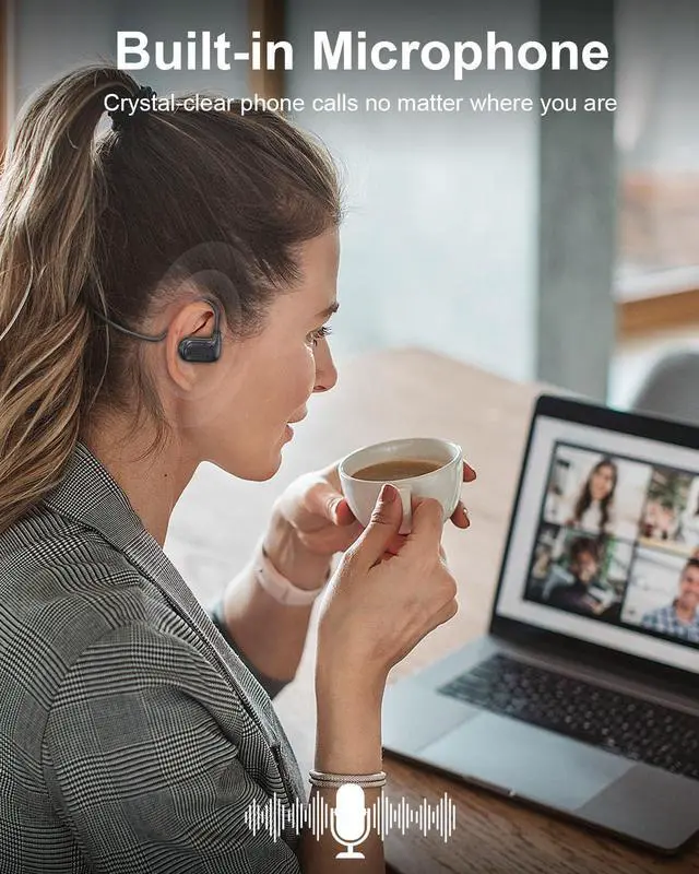 Alt view image 4 of 5 - Open Ear Bluetooth Headphones,Wireless Air Conduction Earbuds with Bluetooth 5.3 & Secure Fit,10H Playtime,Magnetic Fast Charge,IPX5 Waterproof,Lightweight & Built-in Mic for Running,Cycling,Workout