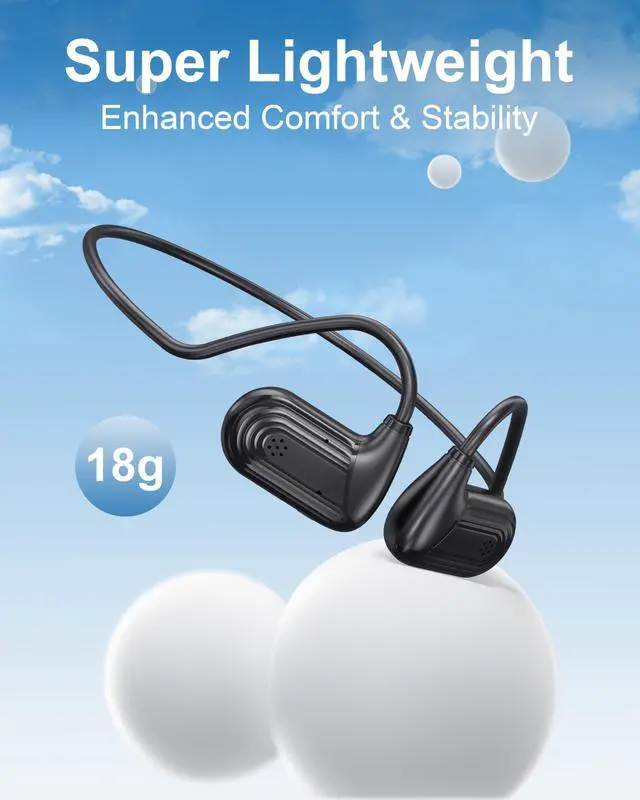 Alt view image 5 of 5 - Open Ear Bluetooth Headphones,Wireless Air Conduction Earbuds with Bluetooth 5.3 & Secure Fit,10H Playtime,Magnetic Fast Charge,IPX5 Waterproof,Lightweight & Built-in Mic for Running,Cycling,Workout