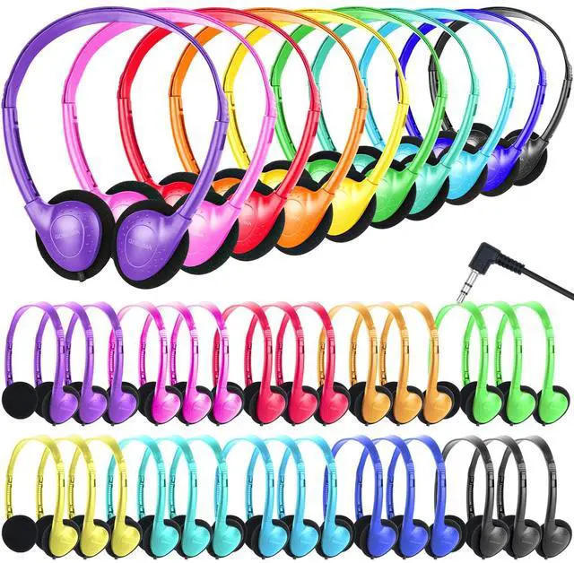 Main image of GDBOMA Kids Headphones Bulk 25 Pack for School Students Children Toddler Boys Girls Teen Adult Wholesale Wired Adjustable On Ear Headphones for Classroom 3.5mm Jack Multi Colors