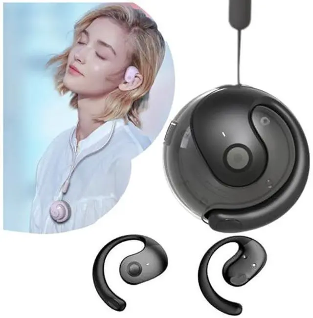 Main image of ANEFOSE Earphone Wireless Bluetooth, OWS Hanging Bluetooth 5.4 Earphones, Open Ear Headset Ball - Portable and Comfortable, HiFi Stereo Sound Headphones Noise Cancelling Running Sport (Black)