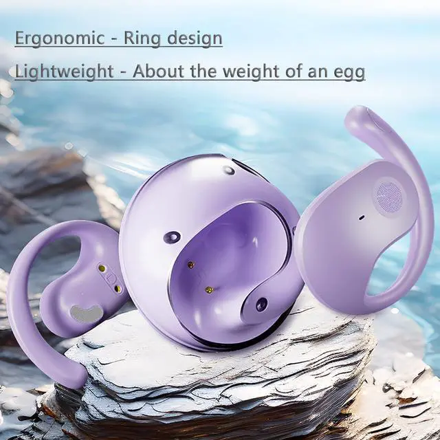 Alt view image 5 of 5 - ANEFOSE Earphone Wireless Bluetooth, OWS Hanging Bluetooth 5.4 Earphones, Open Ear Headset Ball - Portable and Comfortable, HiFi Stereo Sound Headphones Noise Cancelling Running Sport (Black)