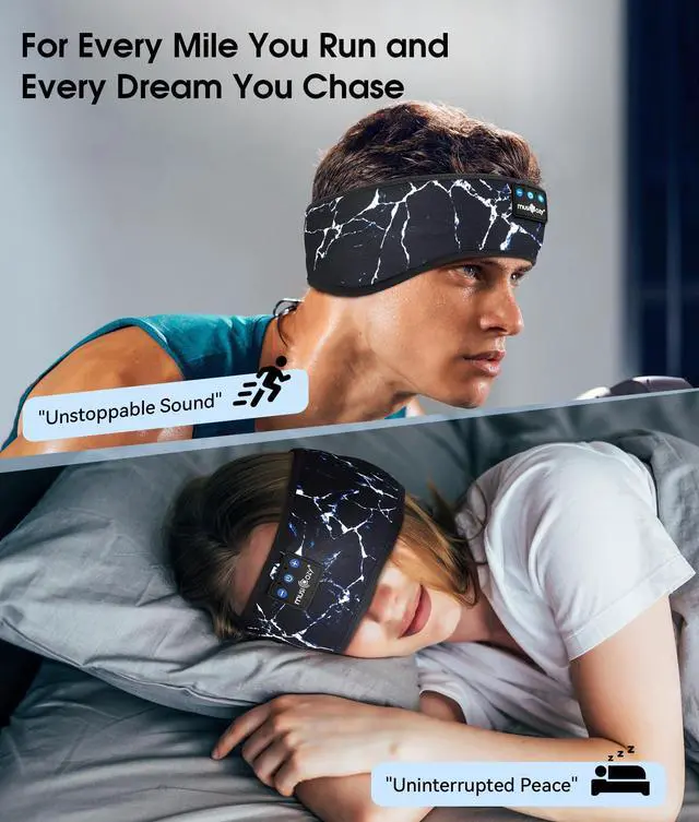 Alt view image 2 of 5 - MUSICOZY Sleep Headphones Bluetooth 5.4 Headband, Wireless Earphones Music Sleep Earbuds Sleeping Eye Mask with HD Stereo Speakers for Workout Running Travel Yoga, Ideal Gifts for Women Men