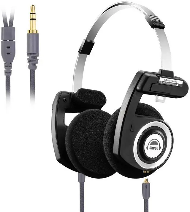 Main image of okcsc Classic On-Ear Headphones, Retro Style,MMCX Wired Plug,Ultra Lightweight Retro Headsts/Bullt-in Mic/40mm Class Composite Film,for Listen Music/Sports/Fashionable Wear/Birthday Gifts,MMCX/Black