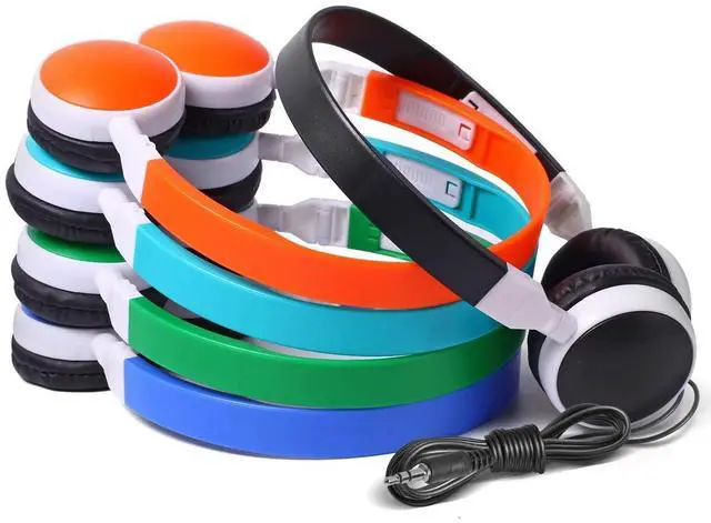 Alt view image 2 of 5 - Keewonda Bulk Headphones for Classroom 10 Pack Wholesale Students Headsets KW-N10 Mixed Color Durable Children Headphones Earbuds for Kids for School
