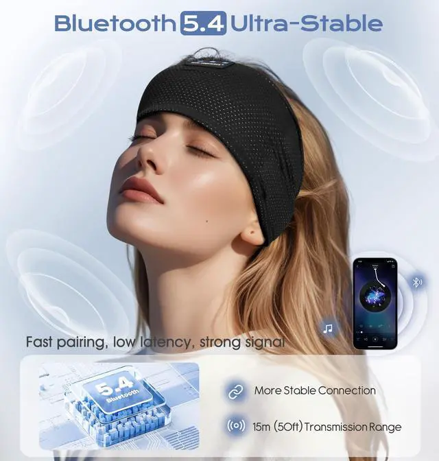 Alt view image 3 of 5 - ink-topoint Sleep Headphones Headband Bluetooth 5.4, Sports Wireless Earphones Sleeping Headphones with Ultra-Thin HD Stereo Speaker for Sleeping Gift Workout Running Jogging Yoga