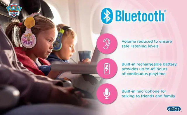 Alt view image 5 of 5 - eKids Paw Patrol Kids Bluetooth Headphones, Wireless Headphones with Microphone Includes Aux Cord, Volume Reduced Kids Foldable Earphones for School, Home, or Travel (Skye)