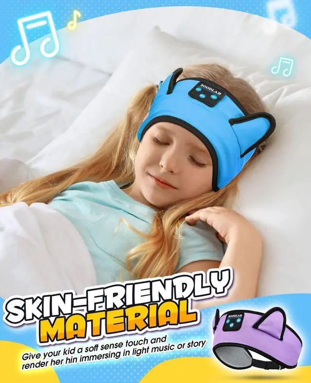 Alt view image 2 of 5 - Boodlab Kids Headphones, Headband for Children Baby & Toddlers, Bluetooth Toddler Headphones Wireless and Wired Playback 3.5 MM Jack for School, Stretchy & Comfy Travel Accessories