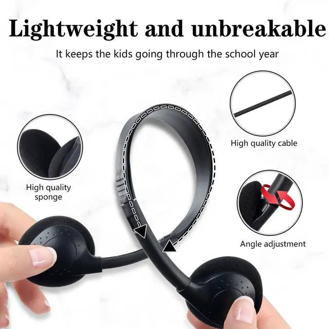 Alt view image 2 of 5 - OSSZIT 30 Pack Class Set Headphones for Kids Students School Classroom Headphones Bulk Earphones Adjustable with 3.5 mm Jack for Library Children Adults (Black Color)