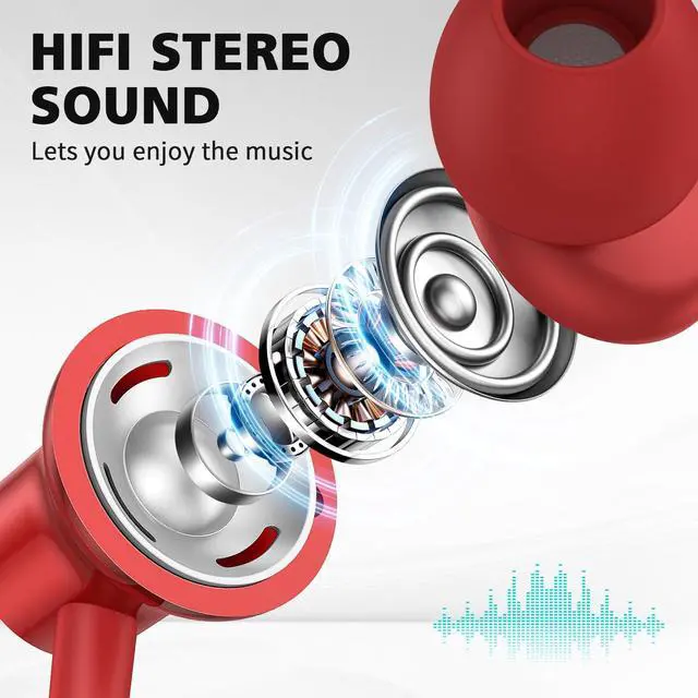 Alt view image 2 of 5 - USB C Headphone for Samsung S25 Ultra S24+ S23 Fe S22, Type C Earphone Noise Isolating with Mic Stereo Magnetic Corded USBC Earbud for iPhone 16 15 Pro Max Plus iPad Galaxy A35 Flip 6 Pixel 9 8 7, Red