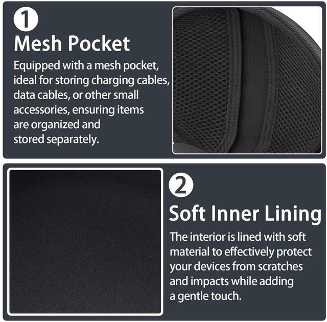 Alt view image 4 of 5 - co2CREA for Beats Studio Pro / Studio3 / Solo4 / Solo3 Headphones, Hard Travel Case Compatible with Beats Wireless On-Ear Headphones (Black Case)