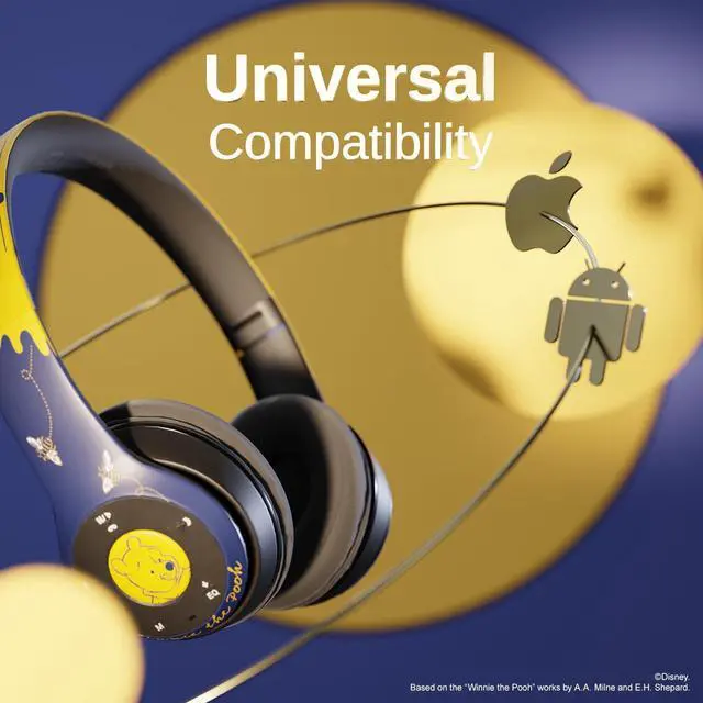 Alt view image 4 of 5 - Disney Winnie The Pooh Bluetooth Headphones Over The Ear | Bluetooth Wireless Headset W/Built in Mic and Up to 15 Hrs Playtime- Winnie The Pooh Gifts for Women, Men, Fans of All Ages