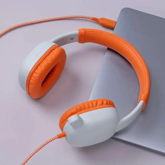 Alt view image 4 of 5 - Avid AP-400 WonderEars Kids Headphone with Microphone, USBC, Orange