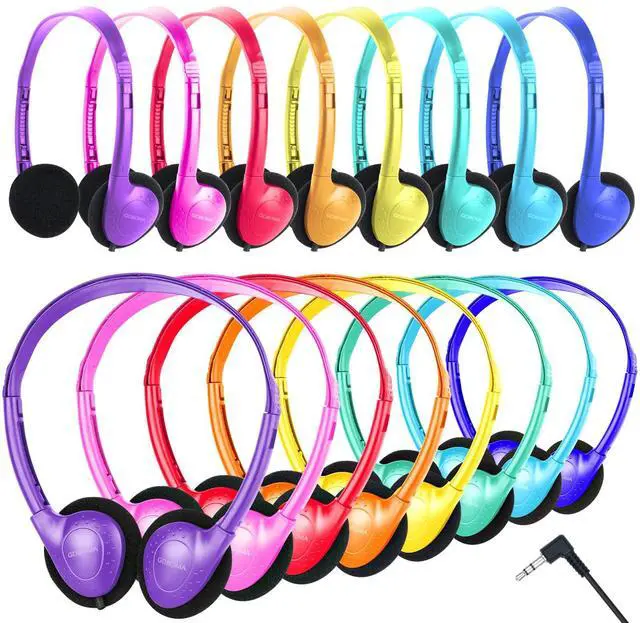 Main image of GDBOMA Kids Headphones Bulk 24 Pack for School Classroom K-12,Wholesale Class Set Earphones for Students Children Toddler Teens Boys Girls Adult 3.5mm Jack Multi Color