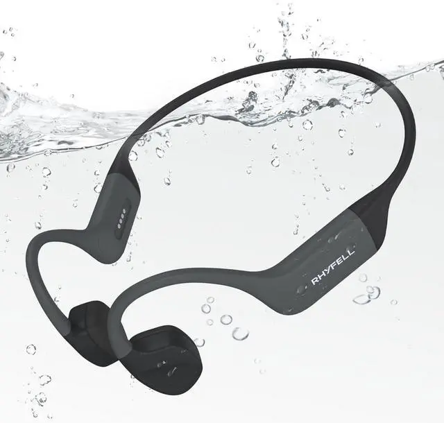 Main image of Rhyfell Swimming Headphones, Bone Conduction Headphones Bluetooth 5.4, All Liquid Silicone, IP68 Swimming Waterproof, 32G Memory Underwater Listening for Snorkeling, Surfing, Swimming, Rafting