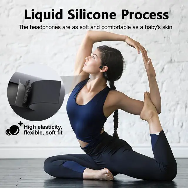 Alt view image 3 of 5 - Rhyfell Swimming Headphones, Bone Conduction Headphones Bluetooth 5.4, All Liquid Silicone, IP68 Swimming Waterproof, 32G Memory Underwater Listening for Snorkeling, Surfing, Swimming, Rafting