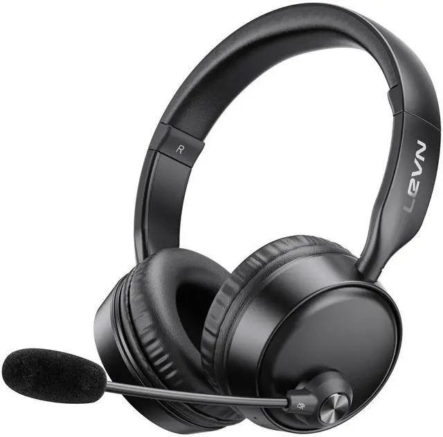 Main image of LEVN Bluetooth Headset, Bluetooth Headphones with Microphone (AI Cancelling), 60 Hrs Working Time Dual Connection Wireless Headset with Mic & Mute Button for Work/Phone/Call Center/PC