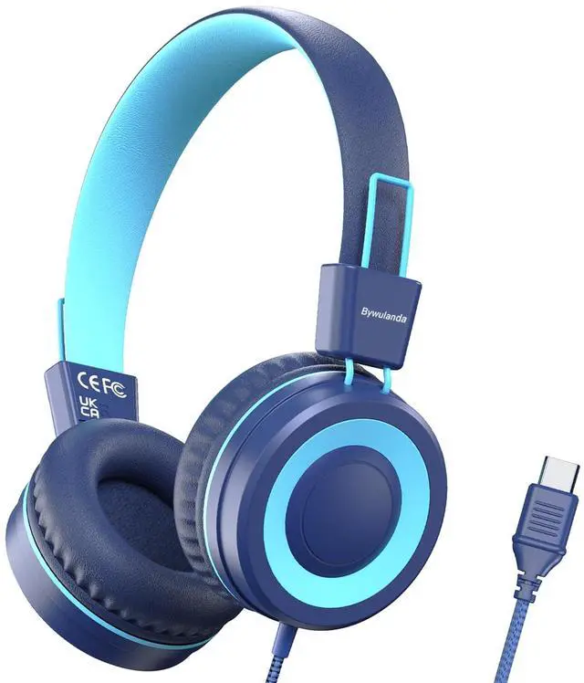 Main image of Bywulanda USB Type C Kids Headphone for School, 94dB Safe Volume Limited, Foldable Stereo Sound Tangle-Free Type C Cord, On-Ear Headphones for Boys/Girls/Students/Tablet/Travel