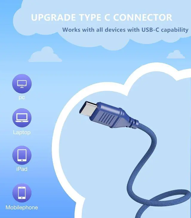 Alt view image 2 of 5 - Bywulanda USB Type C Kids Headphone for School, 94dB Safe Volume Limited, Foldable Stereo Sound Tangle-Free Type C Cord, On-Ear Headphones for Boys/Girls/Students/Tablet/Travel
