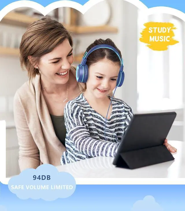 Alt view image 4 of 5 - Bywulanda USB Type C Kids Headphone for School, 94dB Safe Volume Limited, Foldable Stereo Sound Tangle-Free Type C Cord, On-Ear Headphones for Boys/Girls/Students/Tablet/Travel