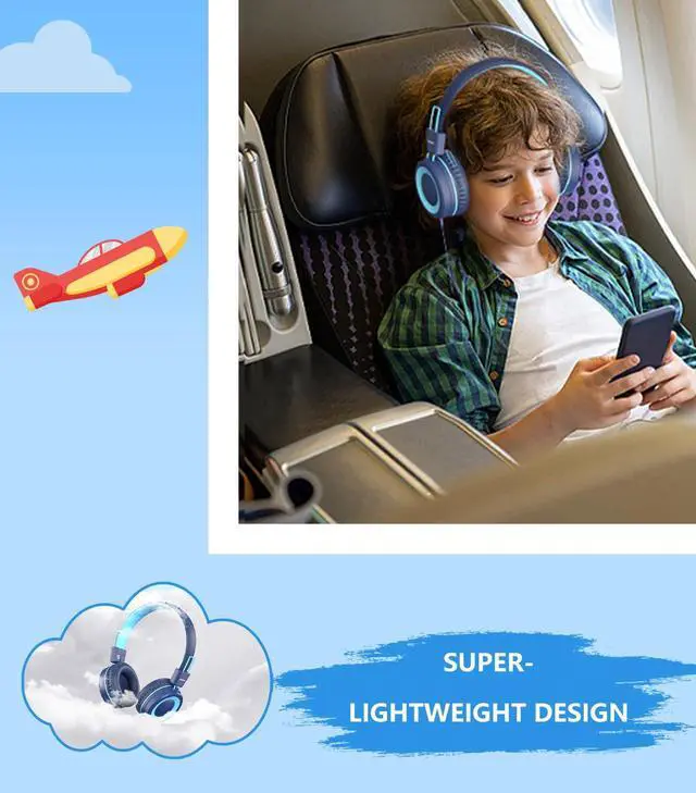 Alt view image 5 of 5 - Bywulanda USB Type C Kids Headphone for School, 94dB Safe Volume Limited, Foldable Stereo Sound Tangle-Free Type C Cord, On-Ear Headphones for Boys/Girls/Students/Tablet/Travel