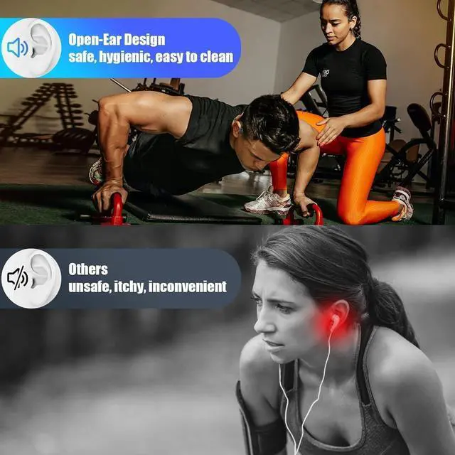 Alt view image 3 of 5 - Bone Conduction Headphones,Open Ear Wireless Headphones Bluetooth 5.3 Sport Headset with Mic,10H Playtime Sweatproof Lightweight Earphones for Running, Gym, Cycling, Hiking (Gray)