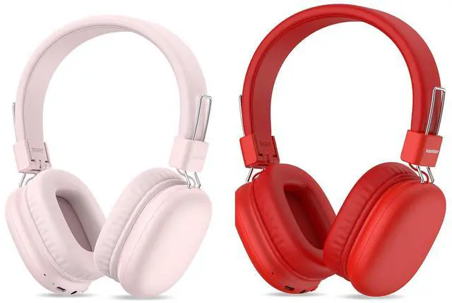 Main image of [Pink+Red]Kids Bluetooth Headphones, Wireless Headphones with HD ENC Microphone, 50 Hours Playtime, Safe Volume, Type C Fast Charging, Foldable On-Ear Headphone for Children/Teens/Smart Device