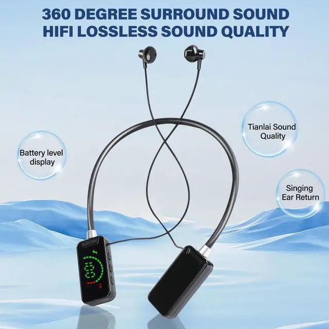 Alt view image 2 of 5 - Wireless Sound Card Live Streaming Earphones, Wireless Sound Card Live Broadcasting and Audio Editing Earphones, Noise Cancelling Bluetooth Headphones with Display for Singing Live Streaming