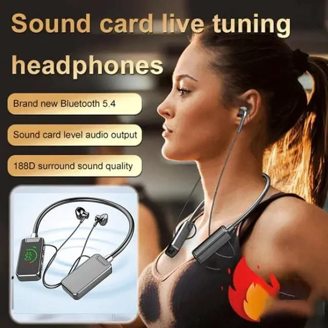 Alt view image 4 of 5 - Wireless Sound Card Live Streaming Earphones, Wireless Sound Card Live Broadcasting and Audio Editing Earphones, Noise Cancelling Bluetooth Headphones with Display for Singing Live Streaming