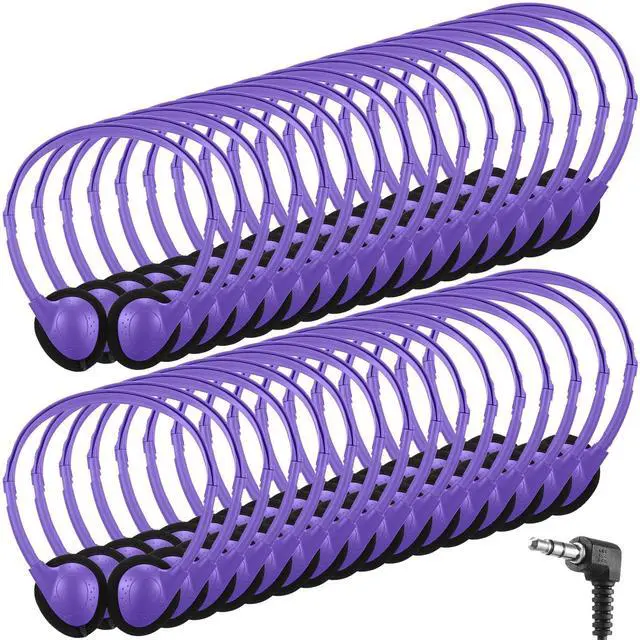 Main image of Konohan 30 Pack Kids Headphones Bulk for School Classroom Student Wired Headphones Adjustable with 3.5 mm Jack for Kids Adults(Purple)