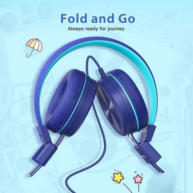 Alt view image 5 of 5 - Cowyawn 3.5mm Kids Headphones and USB Type C Kids Headphones for School, 94dB Volume Limited, Wired Toddler Headphones, On-Ear Wired Headphones for Kids/Children/Teens/Boys