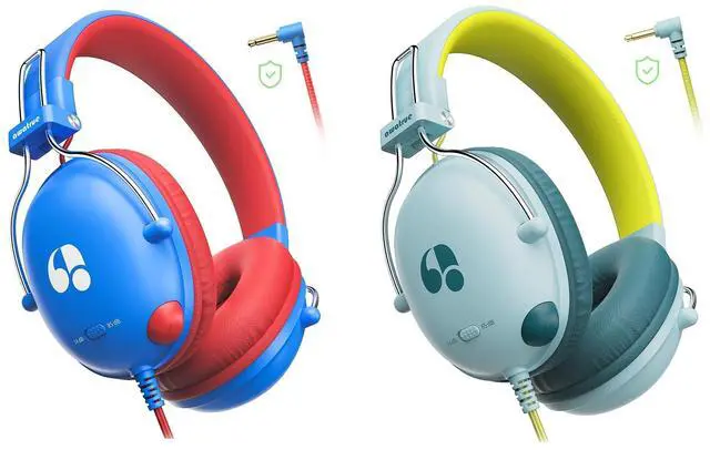 Main image of awatrue [Blue Red+Green Yellow] Kids Headphones,Wired Toddler Headphones with Volume Limit(74/85dB),Lightweight & Comfortable Stereo Childs Headset,3.5mm Jack,Cute Q-Style Durable On-Ear Headphone